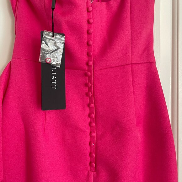 NWT ELLIATT Reception Strapless Pink Midi Dress Size XS Draped Ruffle Cocktail - Picture 6 of 9